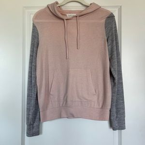 Velvet brand pink and grey color blocked hooded sweater